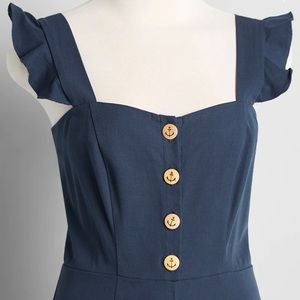 Brand New Never Worn Hoist The Sails Jumpsuit By royal monk. Navy Blue. Large.